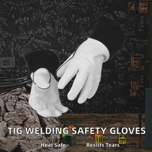 Guantes de Soldadura TIG de Buena Calidad, 11 oz, Gruesos, con Puño de Seguridad, Protegen a los Soldadores, Cuero Dividido en Toda la Palma, Impermeables y Resistentes al Calor - Product Image 2