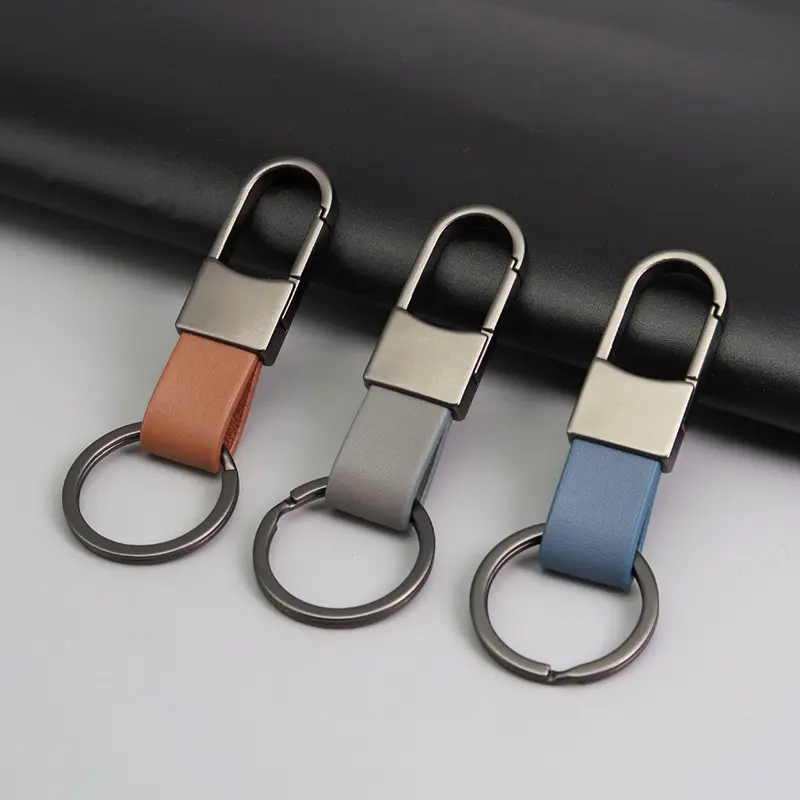 New fashion Metal Car Keychain Creative Custom Logo PU Leather Keychains Promotional Advertising Gift keychain