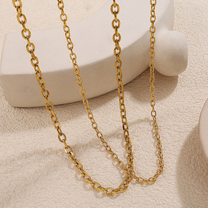 Parures de colliers unisexes en acier inoxydable plaqué or 18 carats, bijoux fantaisie en alliage de zinc au design irrégulier, vente en gros - Product Image 3