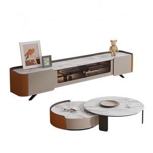 Đầy màu sắc đồ nội thất phòng khách đặt yên da TV đứng hiện đại slab Top Bàn cà phê thiết lập - Product Image 5