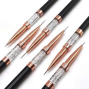 Professionnel Nail Salon Fournitures Brosses Noir Double Fin Photothérapie Détail Doublure Nail Art Peinture Brosse avec Poignée En Cristal - Product Image 1
