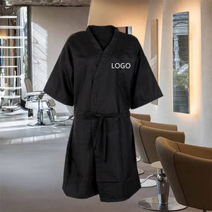 Robe de Salon de Coiffure en Polyester Imperméable avec Logo Personnalisé pour Salon de Beauté Spa avec Poches Kimono Client Spa Robe Smock - Product Image 1