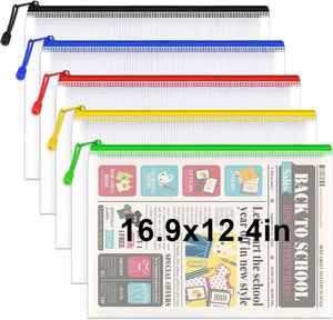 Custom Logo Transparent File Folder for Documents Waterproof Data Storage <b>Plastic</b> Document Organizer <b>Bag</b> <b>Nylon</b> Mesh Zipper Pouch - Product Image 1