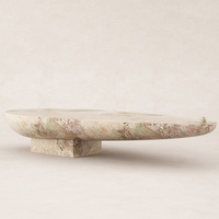 Table basse en terrazzo Maeble rose et vert, forme de bol en goutte d'eau épurée, base monobloc, style Wabi, pour salon, maison de rêve