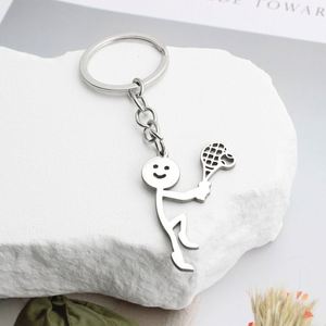 Llavero de acero inoxidable con colgante divertido de Instagram, estilo pareja de personas con palitos, para entusiastas del tenis, operado por fábrica - Product Image 3