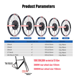 Venta al por mayor rueda trasera SW900 LCD 47PDD 20X V12 20-29 pulgadas MTX bicicleta eléctrica E Bike Hub Motor 52V 2KW EBike Kit de conversión - Product Image 5