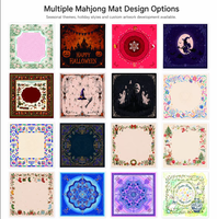 Nouvelle sortie - Tapis de mahjong imperméable bleu 33x33 en néoprène, tapis de mahjong de Noël, tapis de mahjong d'hiver pour le divertissement