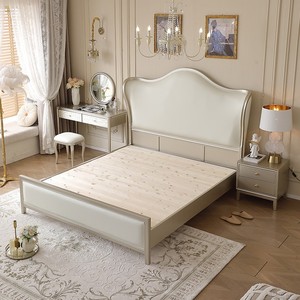 Cama Reclinable <span class=keywords><strong>de</strong></span> Lujo Europeo <span class=keywords><strong>de</strong></span> Madera Maciza y Cuero con Caja <span class=keywords><strong>de</strong></span> Almacenamiento Alta, Cama Doble Grande Estilo Princesa para Dormitorio Principal - Product Image 4