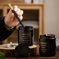 Bougies de cire parfumées de couleur noire dans un bocal en verre bougies aromatiques bougies parfumées personnalisées