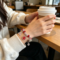 Bracelet à breloques Delta Sigma Sorority DST 1913, éléphant, cristal rouge, strass, chaîne serpent perlée, bijoux pour femmes, cadeau de la fraternité