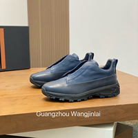 Chaussures de marche pour hommes en cuir véritable, dessus en cuir grainé souple, fermeture à bande élastique, semelle en caoutchouc antidérapante, confortables pour toutes les saisons