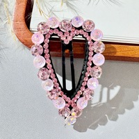 Pinces à cheveux en cuir souple avec strass en forme de cœur creux, épingles à cheveux tendance et exquises, accessoires pour bébés, vente en gros