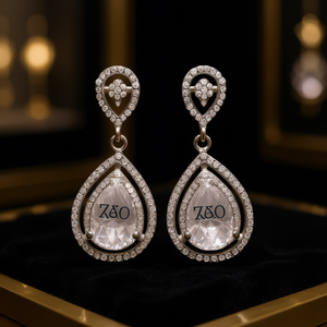 Orecchini a goccia Zao in cristallo con montatura a castone in argento 925 placcato oro bianco, classici da donna a forma di goccia d'acqua per matrimonio - Product Image 2