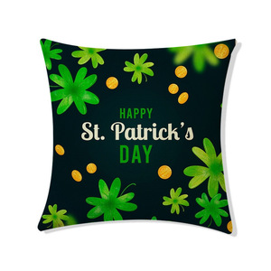 St. Patrick's Day <b>Throw</b> Pillow Square Cushion <b>Cover</b> Removable Flax Fabric Decorative Pillowcase for Home <b>Sofa</b> - Product Image 2