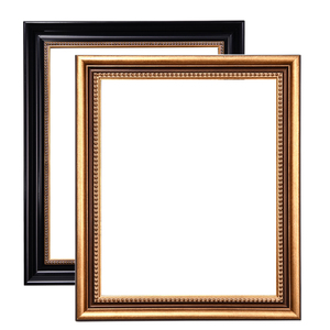 Großhandel Moderne Vintage Gebogene Kanten Bilderrahmenleiste Glänzend Schwarz Gold Perlenbesetzte Fotorahmen - Product Image 5