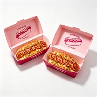 Boîte à hot-dogs personnalisée très vendue avec logo de marque, boîte en papier kraft blanc pour emballage de plats à emporter, vente en gros