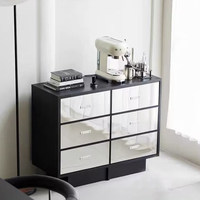 Commode de rangement murale moderne de luxe léger en bois massif avec miroir pour entrée, chambre, salon, bar à domicile (5+ tiroirs)