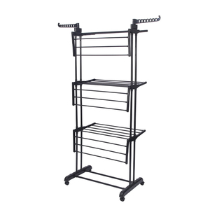SANIPRO Vente en gros d'usine Étagères de rangement pliables à 4 niveaux pour serviettes <span class=keywords><strong>Séchoir</strong></span> à linge <span class=keywords><strong>extensible</strong></span> <span class=keywords><strong>Séchoir</strong></span> à vêtements avec roulettes - Product Image 4