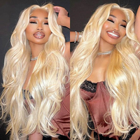 Perruque frontale en dentelle HD transparente 613 Body Wave en cheveux vietnamiens bruts, alignement des cuticules, sans colle, pour femmes noires