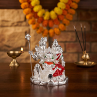 Statue de Shiv Parivar de 3,75 pouces, plaquée argent, faite à la main, multi-pièces, pour la décoration de la maison, des mariages, des Puja, spirituelle et religieuse