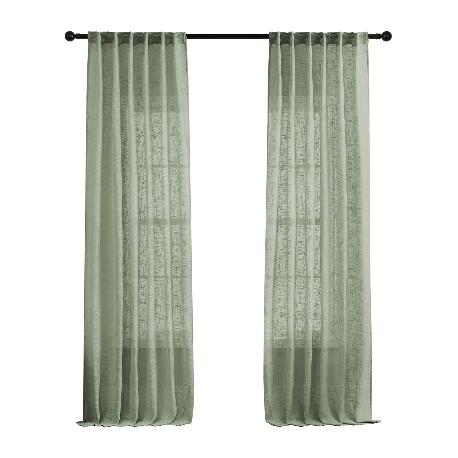 slap-up Green Curtains With Rod Pocket Semi Sheer Curtain Drapes Elegant Casual Linen Textured Window Draperies