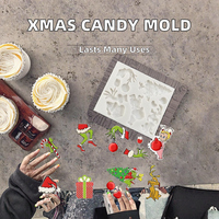 Bas de Noël du fabricant chinois Candy Cane Pattern Moule à chocolat en silicone Forme carrée pour la décoration de gâteaux