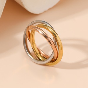 European and American cross-border minimalist style three-color three-<b>ring</b> <b>ring</b>, simple, fashionable, versatile, couple style, - Product Image 3
