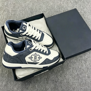 Baskets basses en jean brodé pour hommes, chaussures décontractées à lacets avec empiècements en cuir, confortables pour le quotidien et le streetwear - Product Image 1