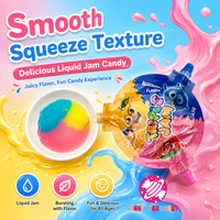 Bonbons liquides triple saveur de fruits personnalisés en usine, gelée de jus à presser, sirop de gelée, bonbons en gel pour enfants