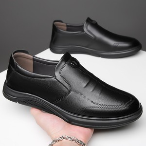 Mocasines de Cuero para Hombre, con Punta Descubierta, Suela de Goma Antideslizante, Entresuela de EVA, Diseño Sólido, Zapatos Casuales de Verano para Conducir y Uso Diario - Product Image 5
