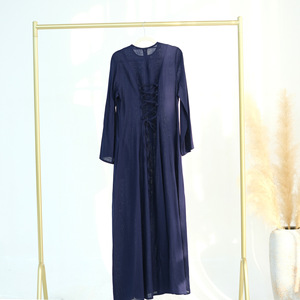 Robe décontractée unie en polyester à manches longues et col rond avec bretelles, grande taille, pour mariage, printemps, été, automne LR941 - Product Image 4