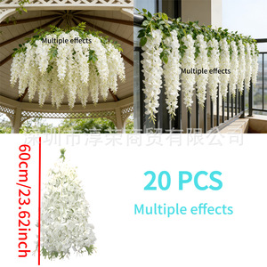 Guirlande de glycine artificielle blanche en plastique et soie, plante suspendue décorative pour mariage et décoration intérieure, guirlande de plafond - Product Image 3