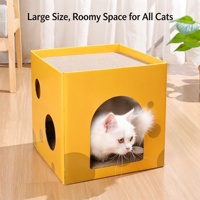 PetLead Maison à chat de luxe en carton ondulé, motif plante, résistante aux griffures, pour intérieur, arbre à chat à 1 niveau, emballage polybag