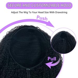 Afro Kinky Curly Body Wave 3-in-1 Half <strong>Wigs</strong> 22-inch Drawstring Glueless Quick Install Beginners Friendly 200% Density Natural - Product Image 5