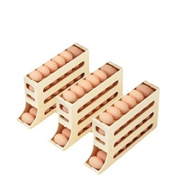 Distributeur d'œufs à roulettes haute capacité, 4 étages, support d'œufs pour réfrigérateur à actionnement automatique, boîte de rangement pour œufs frais