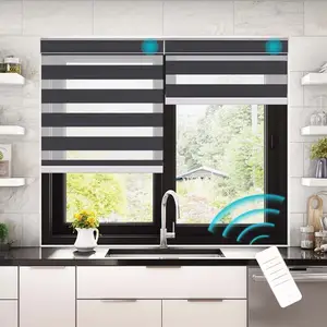 Curtain Smart Window Home Blinds Zebra Curtain Motorized Office Day And Night Rolling Shades Electric Zebra Roller Window Blind
