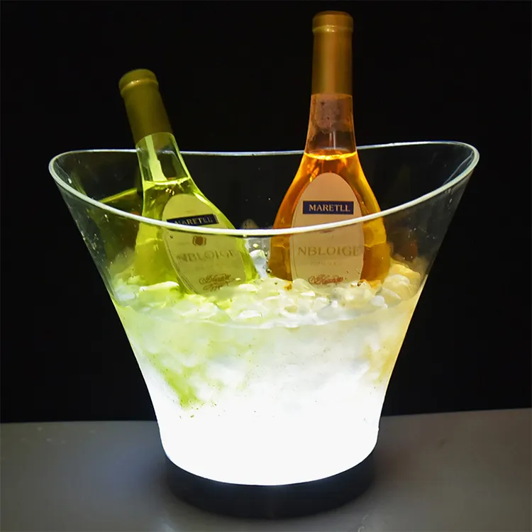 2022 LED Ice Bucket 5L Colorful Plastic Large Champagne Wine Ice Bucket Multi Colors Changing for Party/Home/Bar/KTV Clubs