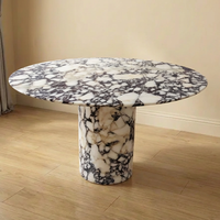 Table à manger de luxe SW STONE en pierre naturelle Calacatta Viola d'Italie, moderne et de haute qualité, pour la salle à manger et le salon