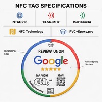 Carte NFC programmable NTAG213 étanche 13,56 MHz en PVC époxy, mini-étiquette RFID pour contrôle d'accès, compatible Google Review