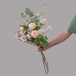 Ramo de Rosas Artificiales Tinglan Anzhi, Tela Plástica Tejida, Decoración para Bodas, Decoración del Hogar CF02142 - Product Image 1