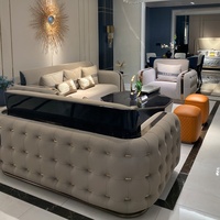 Nouveau Canapé en Cuir Microfibre de Haute Qualité, Ensemble de Canapés 3 Places de Luxe Doré, Meubles de Salon de Luxe