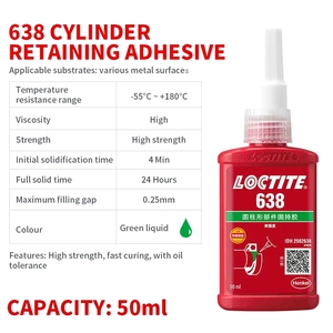 Adhesivo de Retención Cilíndrico de Alta Resistencia <span class=keywords><strong>Loctite</strong></span> 638 Original al por Mayor, 50 ml/250 en Existencia - Product Image 2
