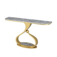 Table console en dalle de roche blanche avec pieds en métal