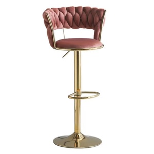 Silla de Bar Moderna y Sencilla de Hierro, Estilo Lujoso, con Respaldo Giratorio y Elevación, Diseño de Patas Altas para Restaurante o Comedor - Product Image 2