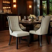 Ensemble de chaises de salle à manger de luxe pour hôtel, style néoclassique, en bois massif, finition ouverte, sièges rembourrés, robustes