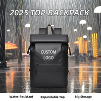 2025 Best-Seller Extra Large Vintage Rétro Extensible Rolltop Sac À Dos Pour Ordinateur Portable Lettre Étanche Fermeture À Glissière 20-39L Capacité