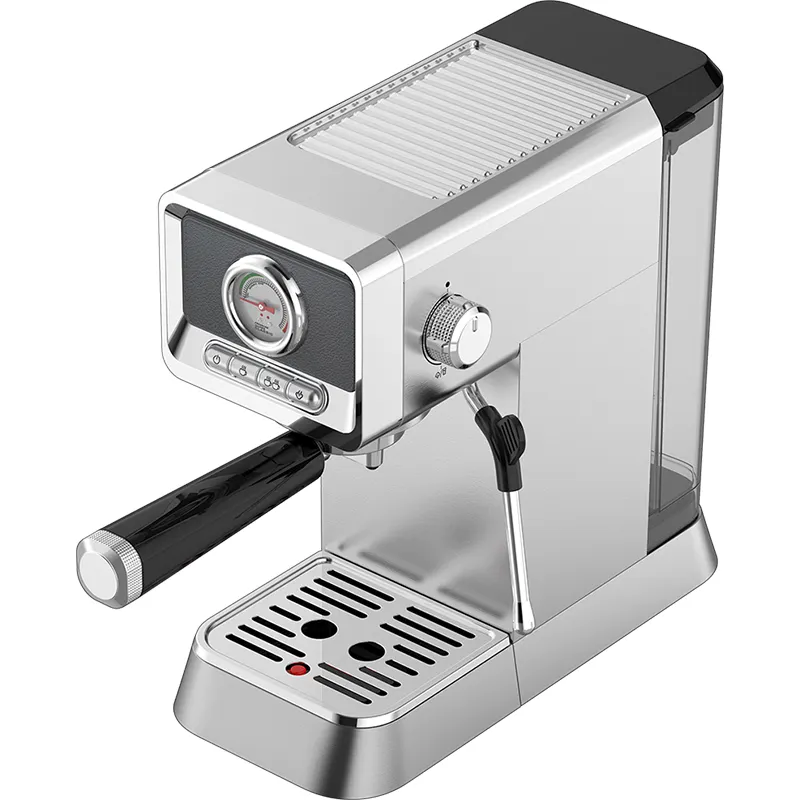ماكينة صنع قهوة إيطالية من الستانلس ستيل SS مقياس ضغط 15 بار إصدار جديد 2024 من شركة أول إم بشعار منزلي ULKA