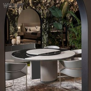 Mesa de comedor de mármol de lujo Italiana Moderna WBERT, muebles de marca de lujo personalizables de estilo Hong Kong de alta calidad, uso de cocina grande - Product Image 5
