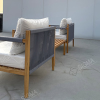 Ensemble de canapés d'extérieur en teck tressé avec coussins, résistant aux intempéries, pour jardin et balcon, directement de l'usine