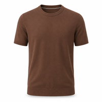 Pull en tricot personnalisé pour homme, col rond, manches courtes, mélange de laine, lavable en machine, fabrication OEM ODM, marque privée